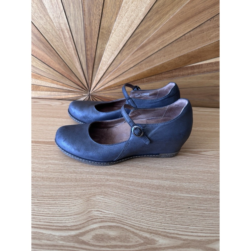 Dansko Loralie Comfort Mary Jane Wedge Gray Leather Womens EUR 38/US 7.5-8‎